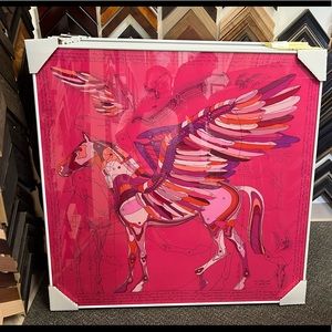 Hermes Le Pegasus 90 cm Scarf / Professionally Framed